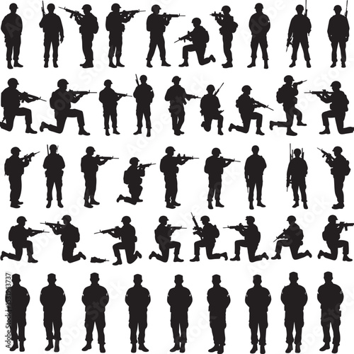 Soldier Art Silhouettes veterans Collection white color background