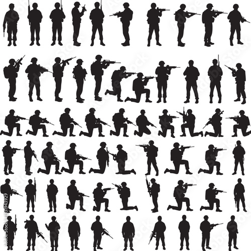 Soldier Art Silhouettes veterans Collection white color background