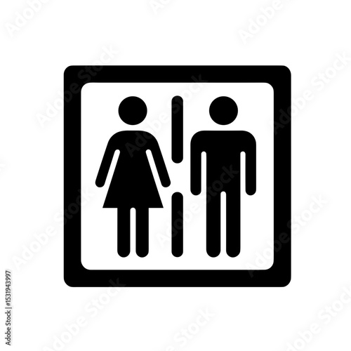 Icon of male and female restroom sign in black and white design  