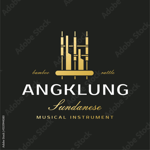 Angklung logo. Sundanese traditional musical instrument culture