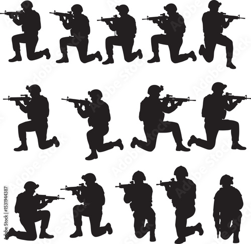 Soldier Art Silhouettes veterans Collection white color background