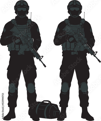 Soldier Art Silhouettes veterans Collection white color background