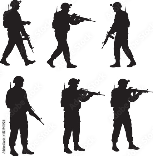 Soldier Art Silhouettes veterans Collection white color background