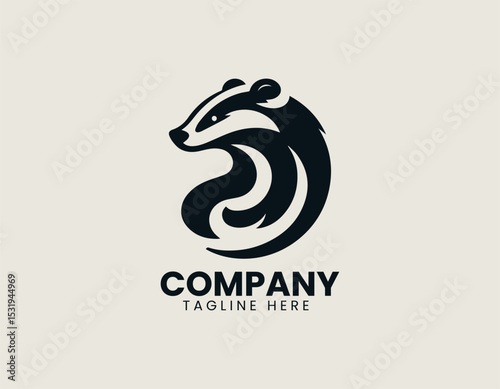 Stylized Badger Silhouette Wild Forest Creature Minimalist Nature Vector Logo Design
