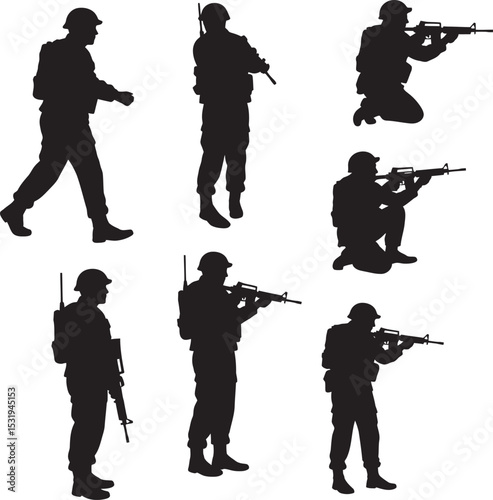 Soldier Art Silhouettes veterans Collection white color background