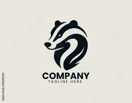 Stylized Badger Silhouette Wild Forest Creature Minimalist Nature Vector Logo Design