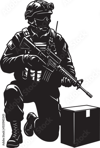 Soldier Art Silhouettes veterans Collection white color background