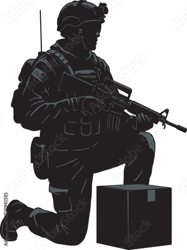 Soldier Art Silhouettes veterans Collection white color background