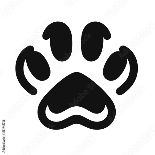 Black paw print silhouette on a white background  