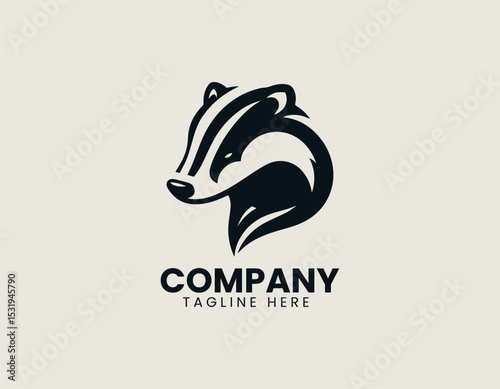 Stylized Badger Silhouette Wild Forest Creature Minimalist Nature Vector Logo Design
