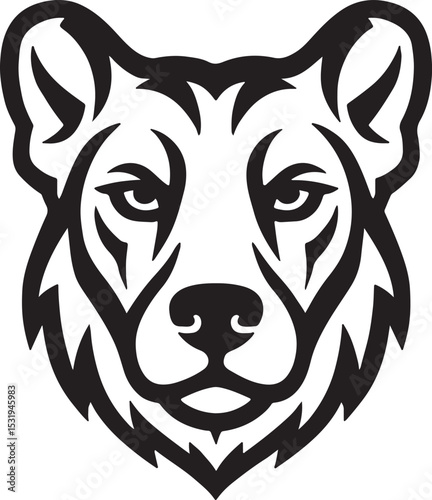 Intense Wolf Portrait: A detailed monochrome illustration of a wolf's head, showcasing strong features, intense gaze, and powerful presence.Wild animal tattoo vector illustration featuring a tiger and