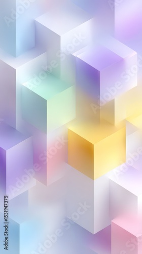 Pastel Diamond Pattern of Cubes in Soft Lighting