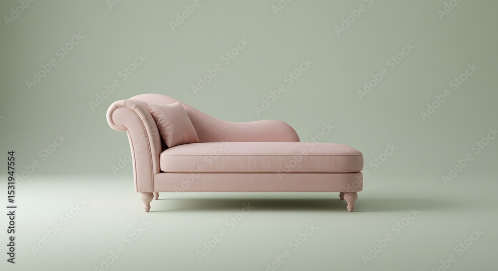 Fototapeta premium Pink Chaise Lounge on Light Green Background