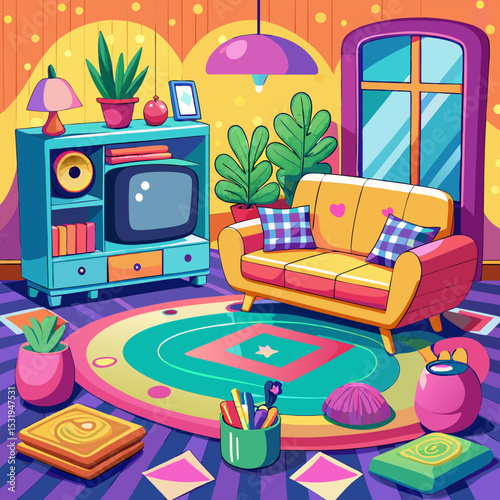 Cozy and Vibrant Living Room Interior Design