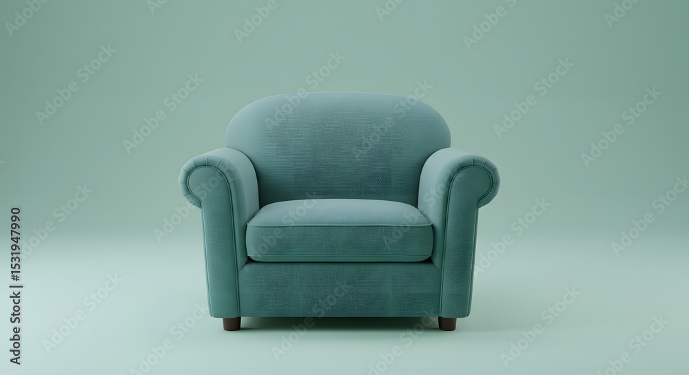 Naklejka premium Turquoise Armchair on Matching Background - Photograph