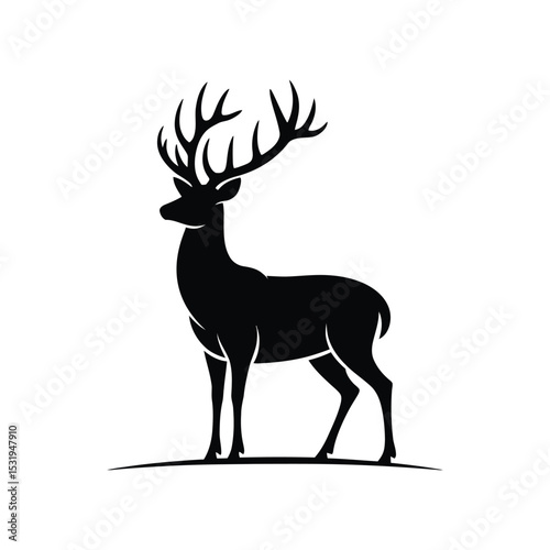 Deer silhouette. Vector illustration. Isolated on white background.