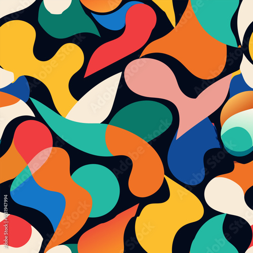 Colorful Abstract Shapes. Vibrant Seamless Pattern for Modern Design