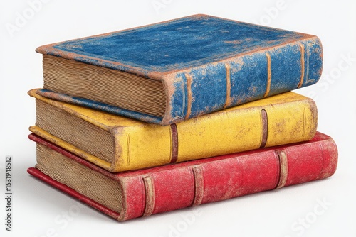 Stack of aged books with faded covers