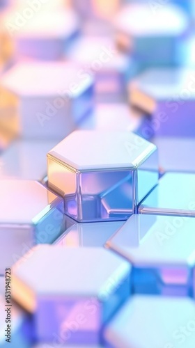 Pastel Hexagon Pattern Background:  Soft Gradient, 3D Render
