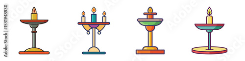 Minimalist Candle Holder Flat Illustration Elegant Tealight Stand Vector for Wedding & Boho Home Decor