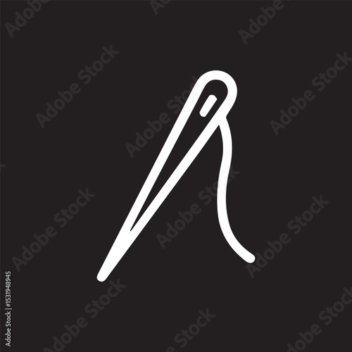 Needle and thread minimalistic design for sewing projects icon