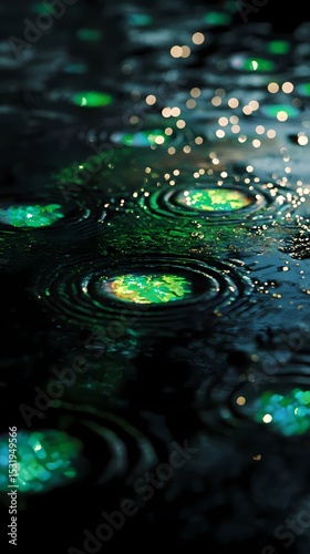 Blue green raindrop water ripple illustration poster background