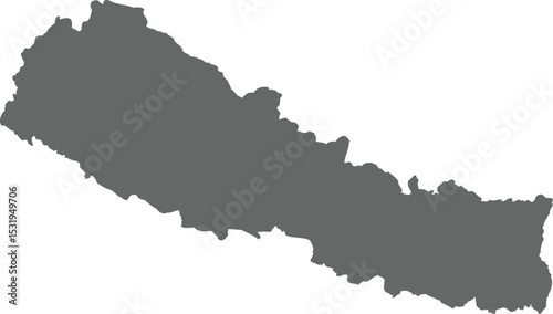 Simple Grey Map of Nepal 