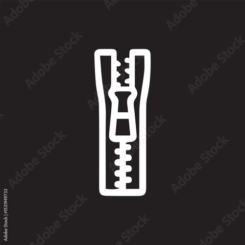 Sleek Zipper Illustration on Bold Black Backdrop Sewing Craft Notion