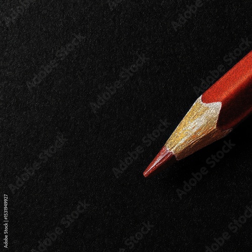 Close-up of a red pencil on black surface