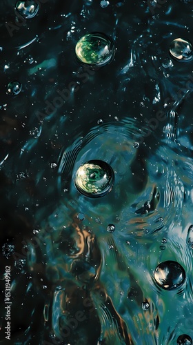 Blue green raindrop water ripple illustration poster background