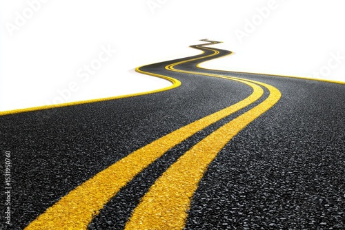 Winding asphalt road with yellow lines (2)