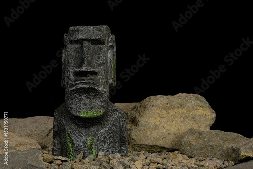 Easter island heads still life landscape hand made by photographer from silicon moulds