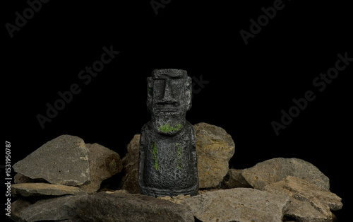 Easter island heads still life landscape hand made by photographer from silicon moulds