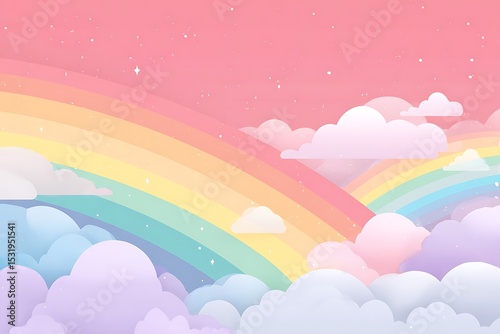Playful pastel rainbow sky in dreamy background