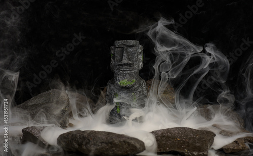 Easter island heads still life landscape hand made by photographer from silicon moulds
