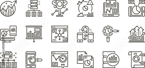 Data Analysis Icons Visualizing Business Intelligence & Growth Metrics