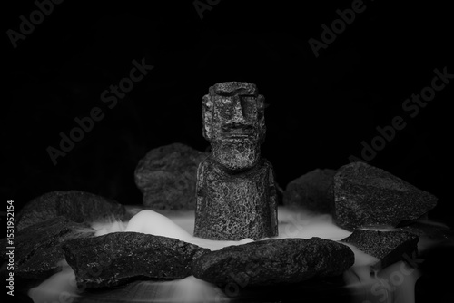 Easter island heads still life landscape hand made by photographer from silicon moulds