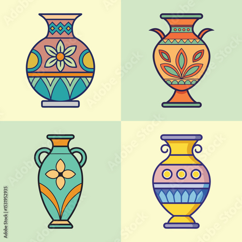 Minimalist Decorative Vase Flat Illustration Elegant Flower Pot Vector for Modern Home Decor & Interior Design