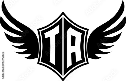 TA logo emblem with winged and shield template