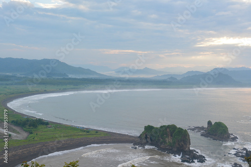 фотографія Stunning panoramic view of Teluk Love in Jember, Indonesia, featuring its distin