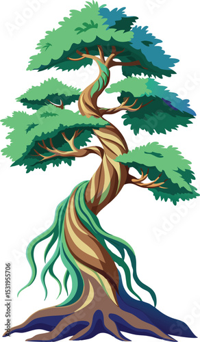 Vector Illustration Of Cypress Tree Roots.