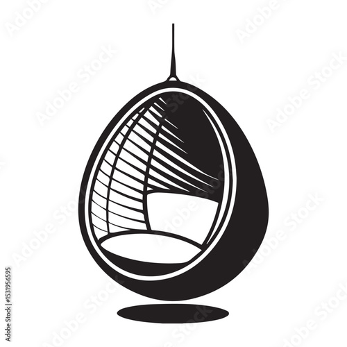 hanging egg chair icon silhouette vector illustration set on white background
