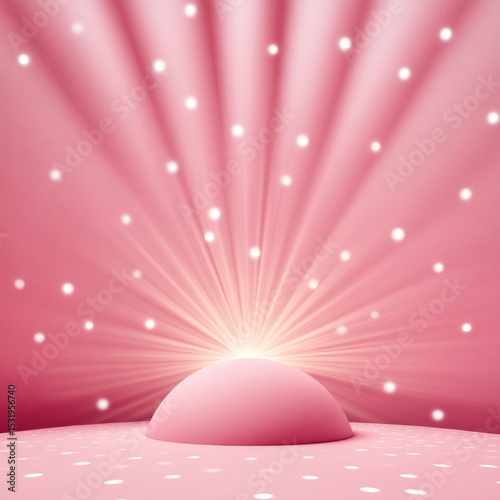 Pink Glowing Sphere Background with Light Rays