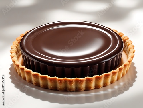 Decadent chocolate tart with glossy filling and crisp crust isolated on transparent background for branding or packaging use.