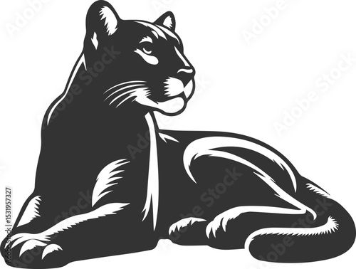 Mountain lion cougar animal vector silhouette