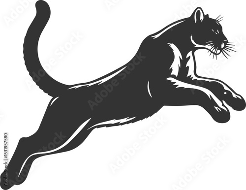 Mountain lion cougar animal vector silhouette
