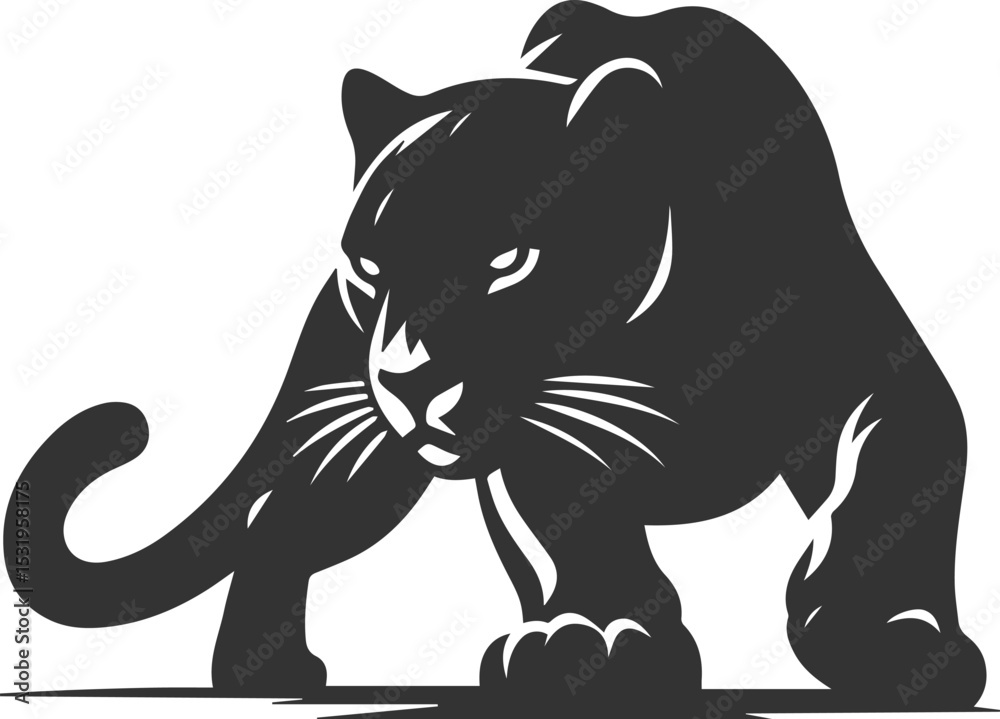 Fototapeta premium Mountain lion cougar animal vector silhouette