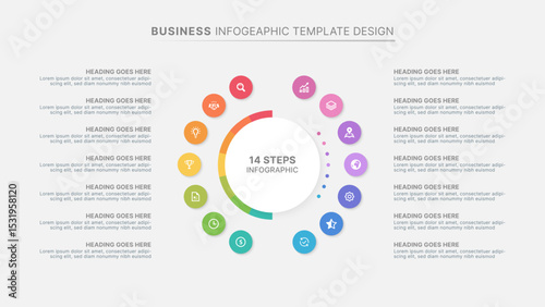 Modern Circular Round Infographic Design Template with 14 Data Points