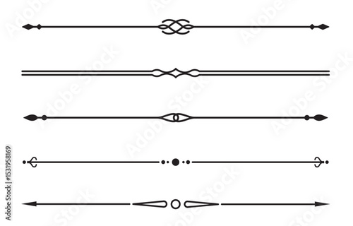 Set of Vintage decorative lines. text dividers. Line border. Lines separators, Borders, Vintage dividers, Underline elements. Vector illustration