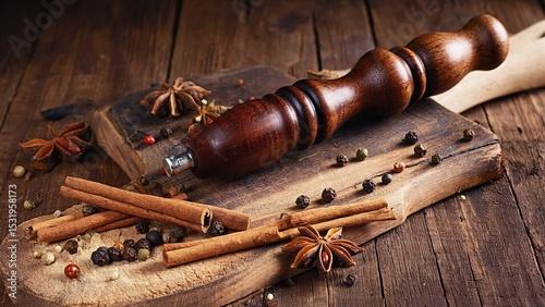 Aromatic Spices on Rustic Wooden Cutting Boards A Culinary Still Life of Fragrant and Flavorful Ingredients